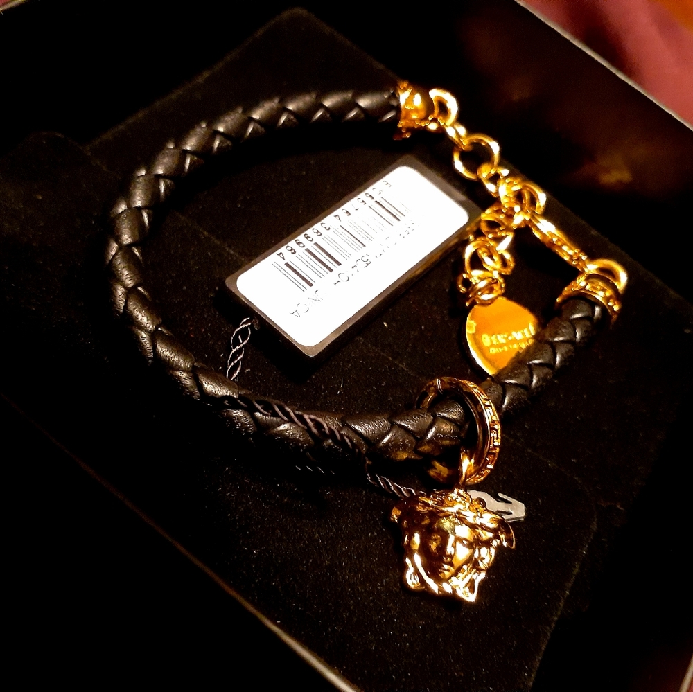 Authentic Versace Leather Braided Bracelet